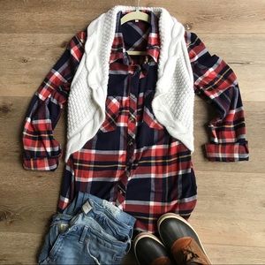 Grace & Lace flannel plaid button-down shirt